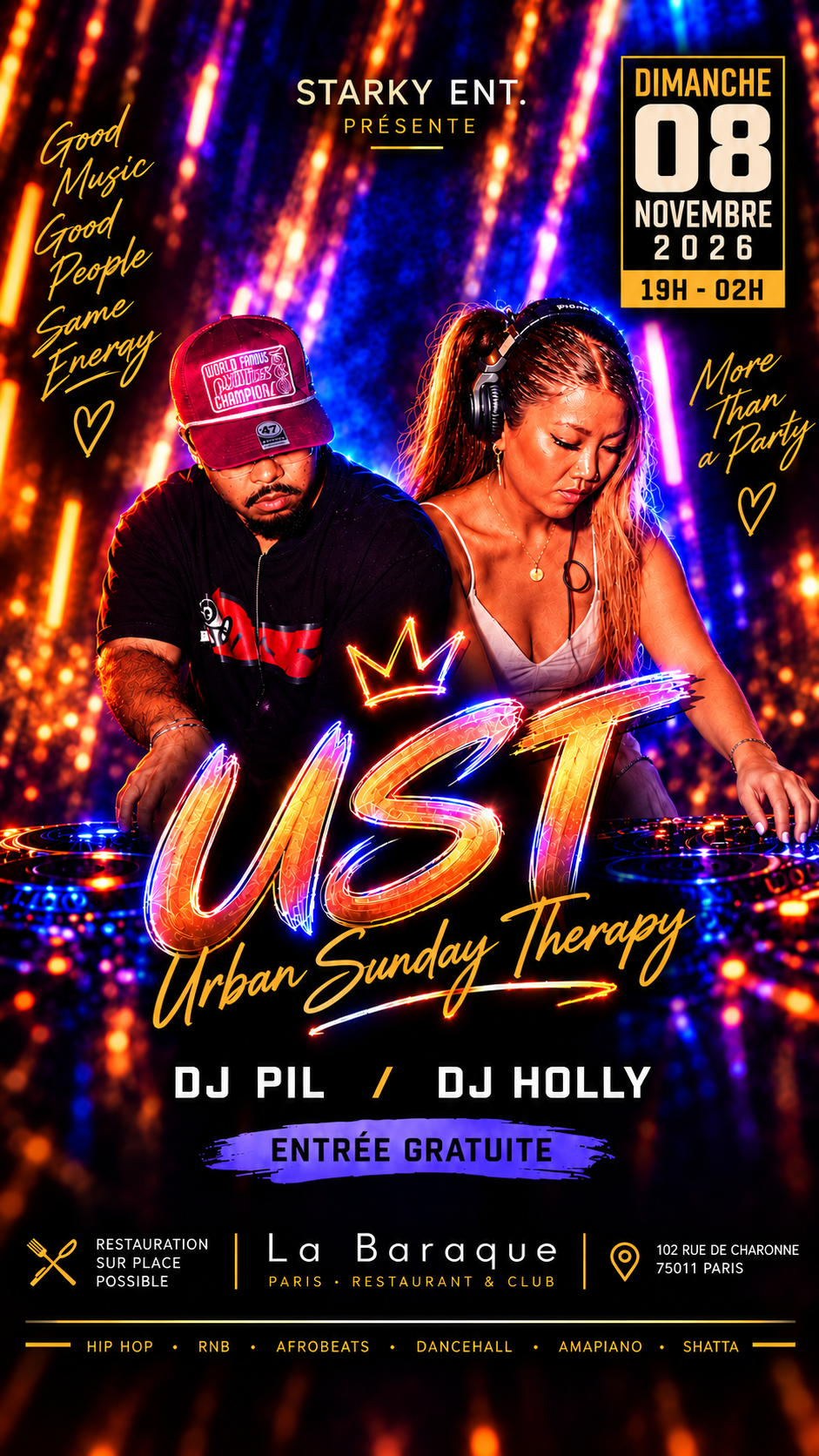UST – URBAN SUNDAY THERAPY : LA SOIRÉE DU DIMANCHE À PARIS 11